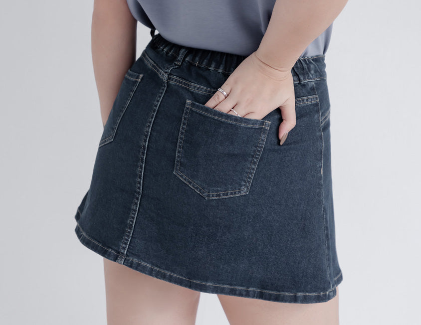 MUA! Sexy Stitching A-Line Plus Size Denim Skirt (with Shorts)