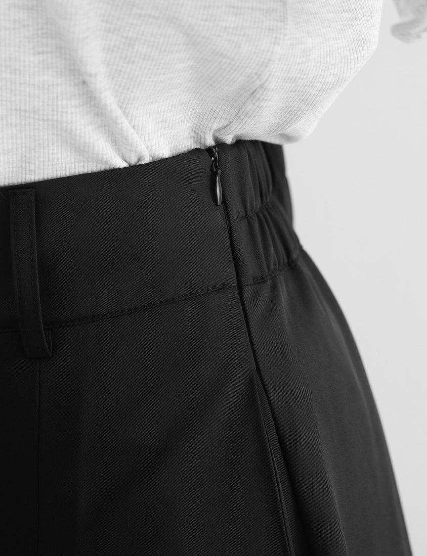 MISS. Elegant Wide Pleated Elastic Back Waist Plus Size Maxi Skirt