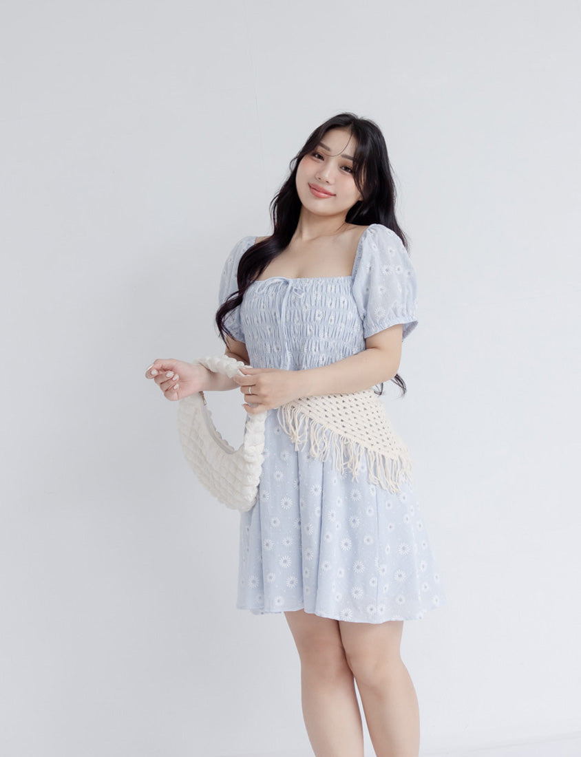 Cottagecore Two Way Floral Puff Sleeve Plus Size Mini Dress