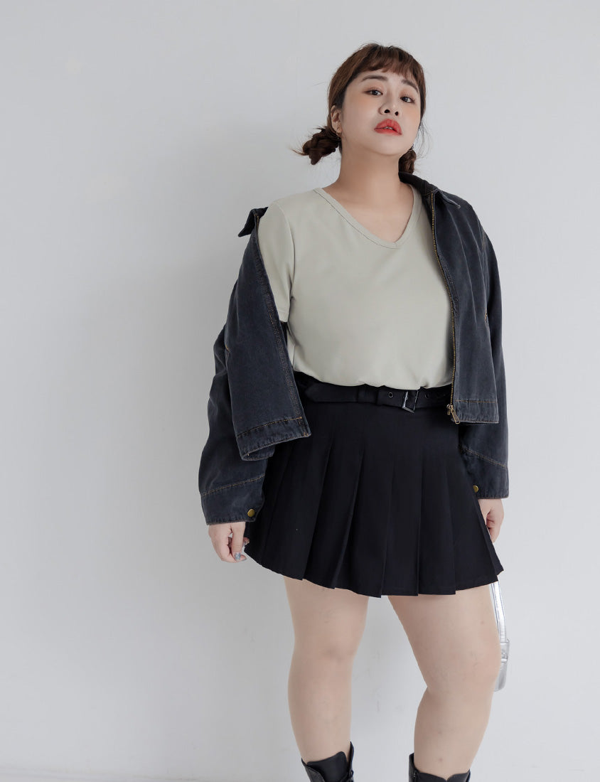 V-Neck Multicolor Plus Size Comfy Slim Tee