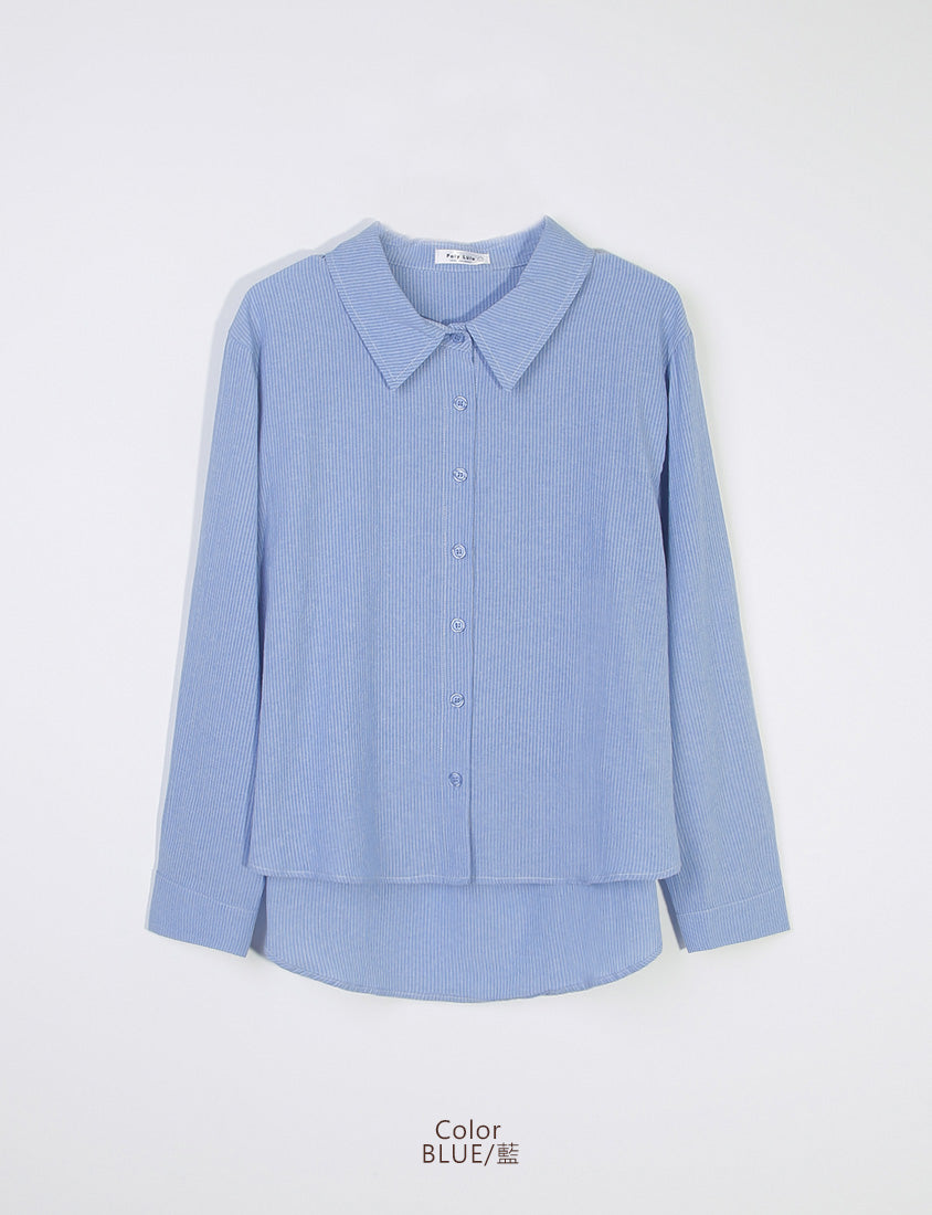 Classic Versatile Plus Size Striped Shirt