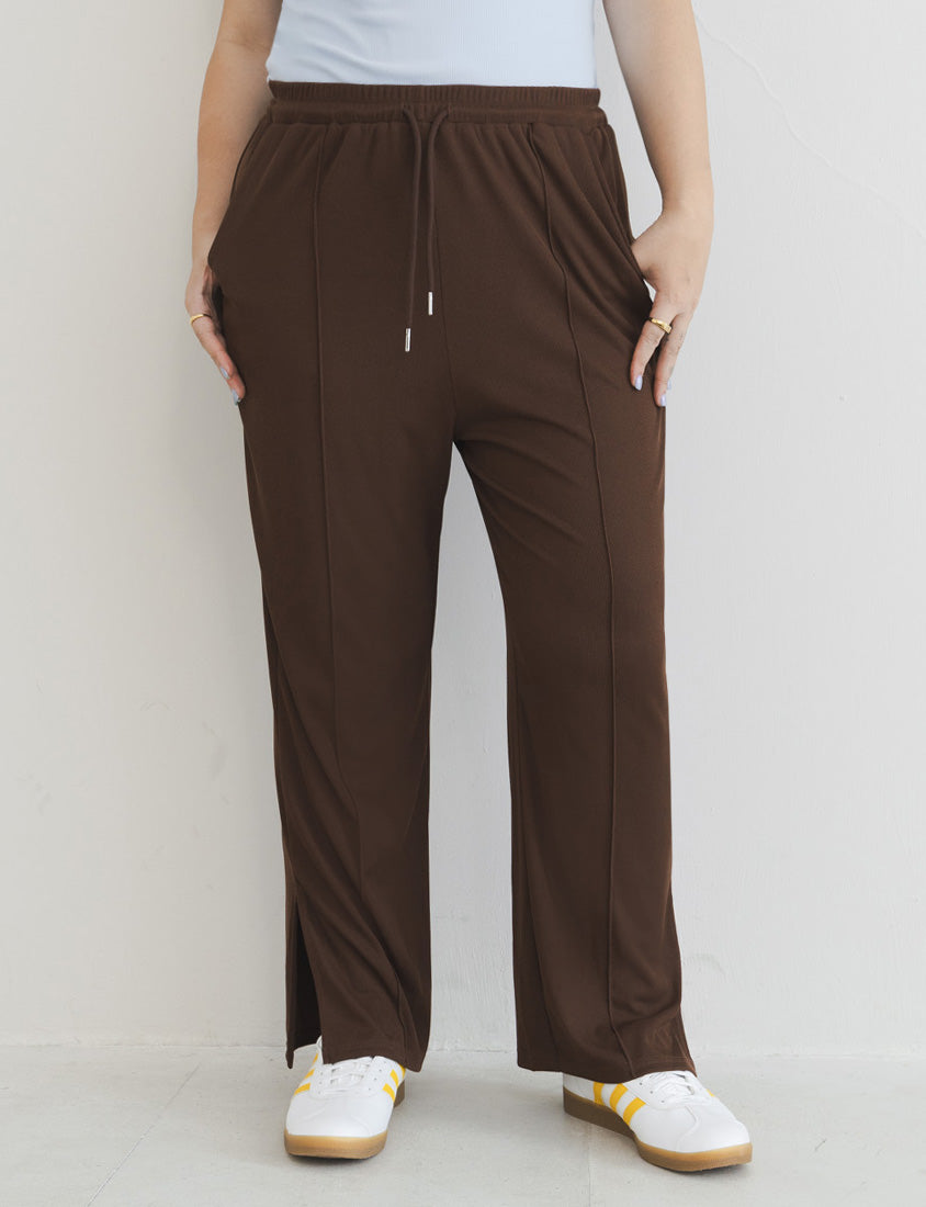 MUA! Ribbed Slimming Slit-Hem Plus Size Pants