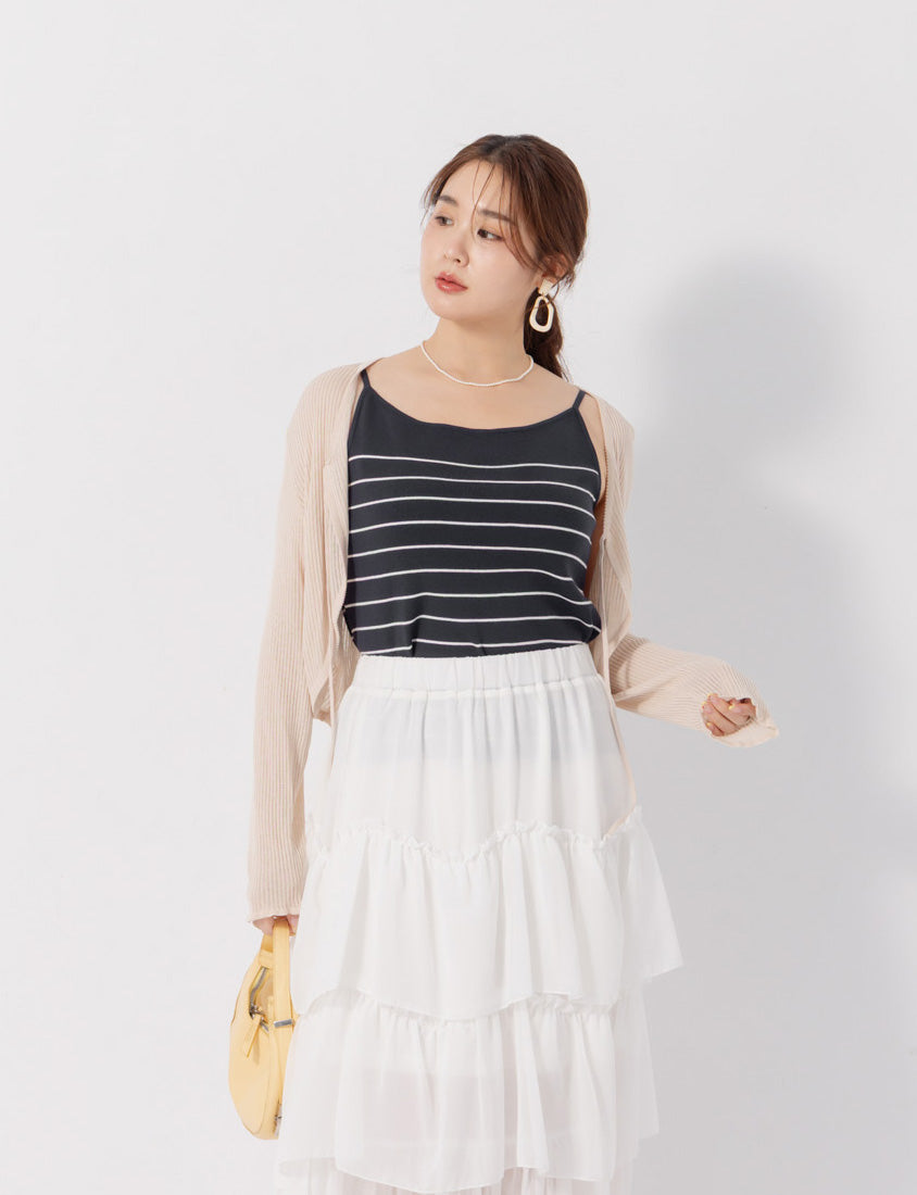 MISS. Versatile Soft Skin Stripe Knit Plus Size Tank Top