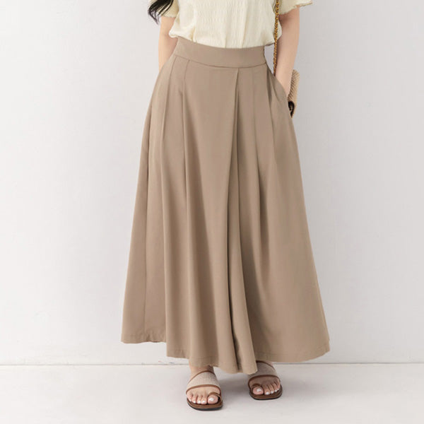 Elegant Pleated Back Elastic Waist Plus Size Chiffon Skort