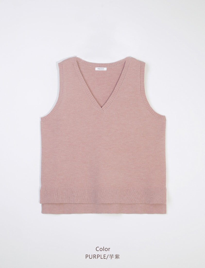 Versatile Multicolor V-Neck Mid-Length Plus Size Knit Vest