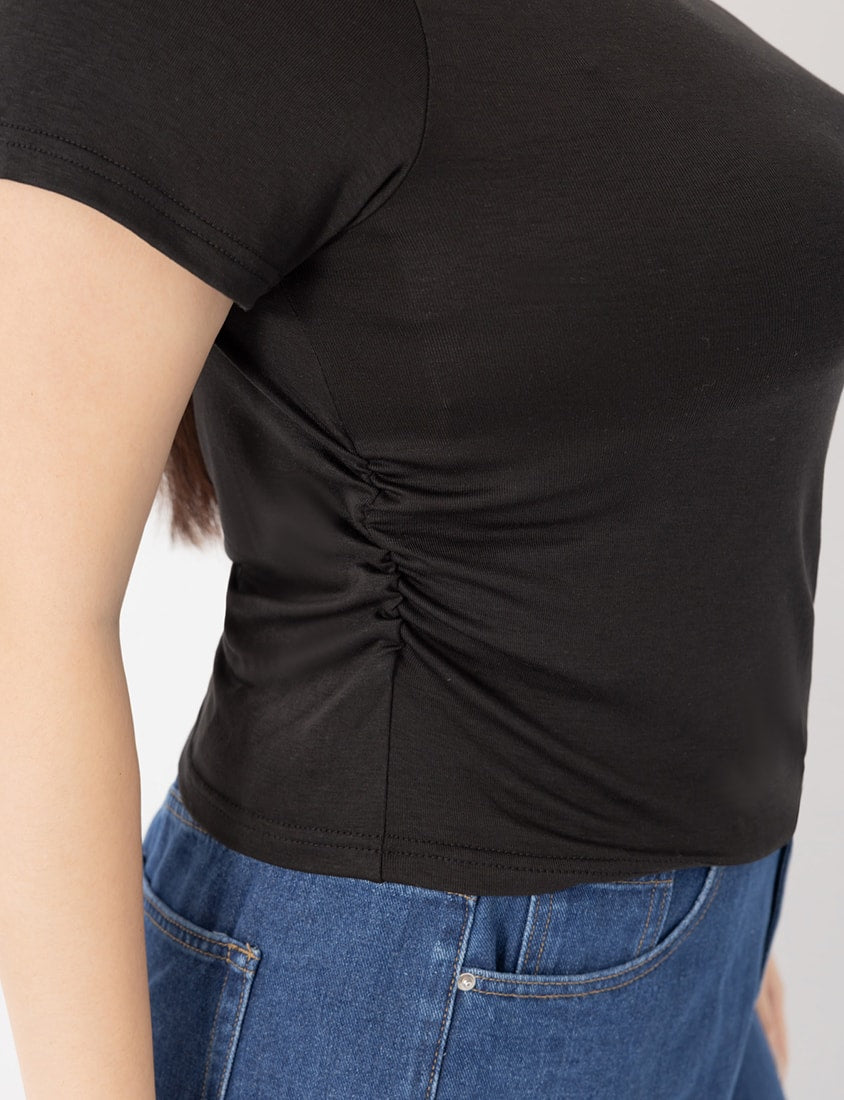 MUA! Sheer Tencel Wool Mock-Neck Plus Size Top