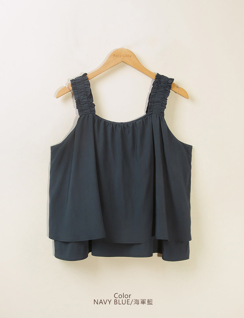 Summer Crinkled Double Layer Flounce Plus Size Top