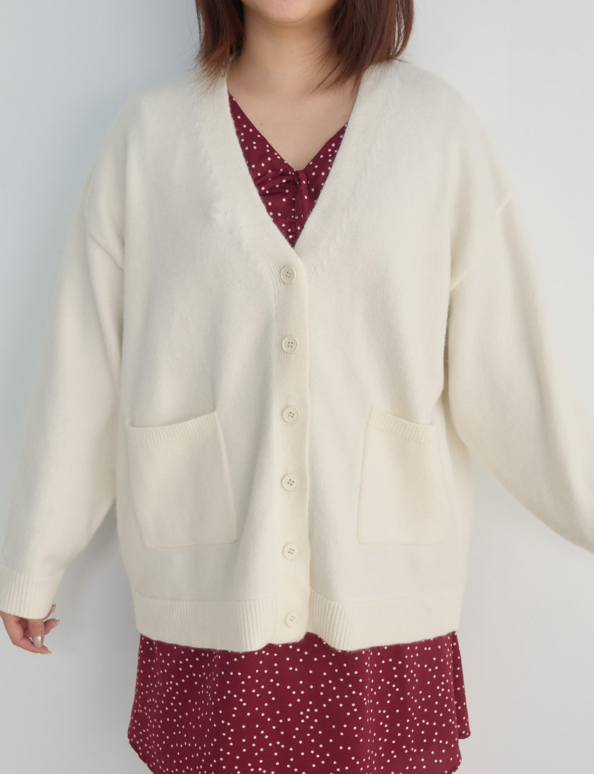 Classic V-Neck Multicolor Longline Plus Size Knit Cardigan