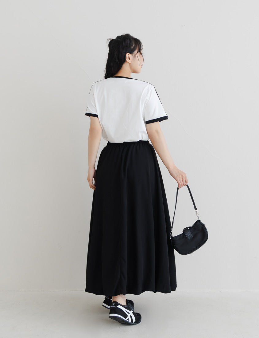 Sweet Cloud Cotton Drawstring Plus Size Maxi Skirt