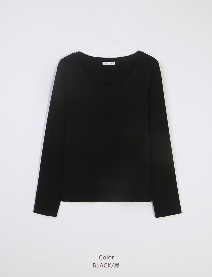 U-Neck Slim Fit Plus Size Long Sleeve Tee