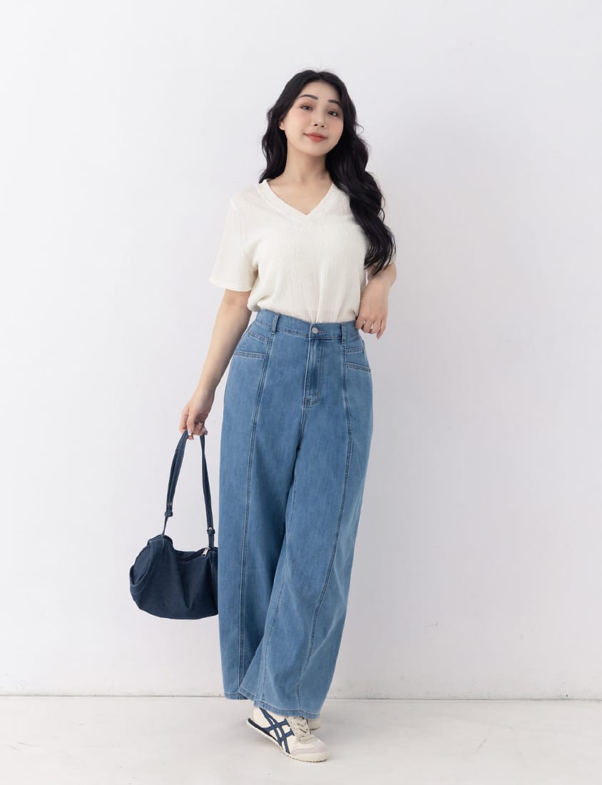 Pear-Shaped Friendly! Seamed Plus Size Wide Leg Jeans