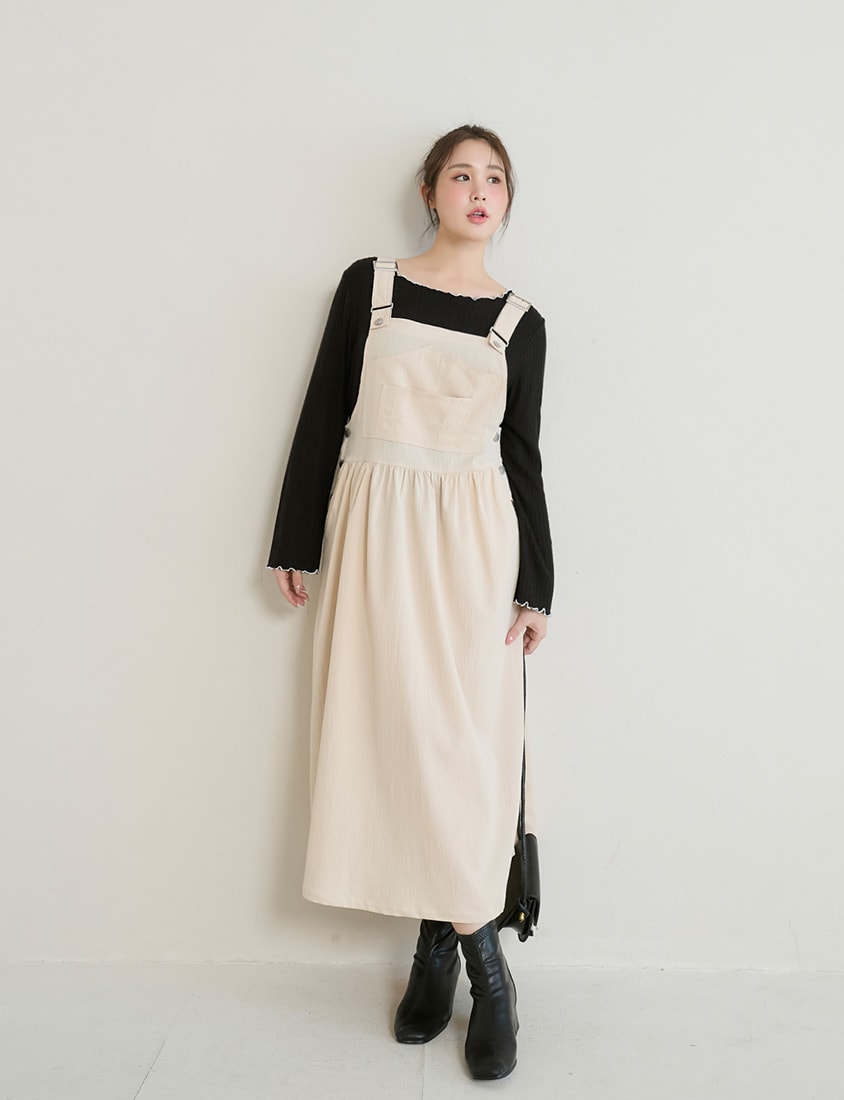 Adjustable Crinkled Utility Pockets Plus Size Cami Dress