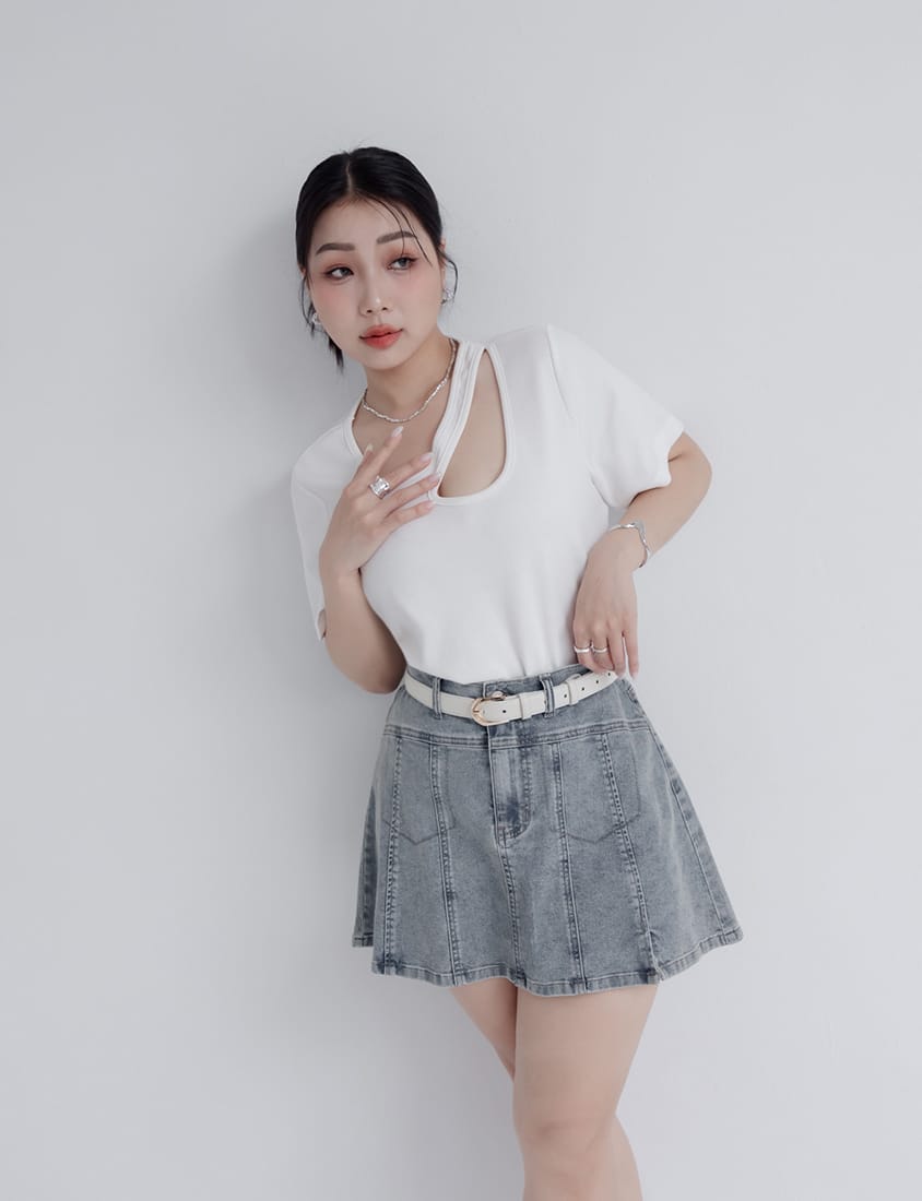 MUA! Sexy Stitching A-Line Plus Size Denim Skirt (with Shorts)