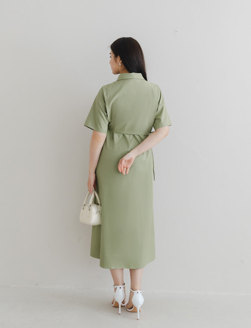 MISS. Japanese Style Layered Side Tie Shirt Dress