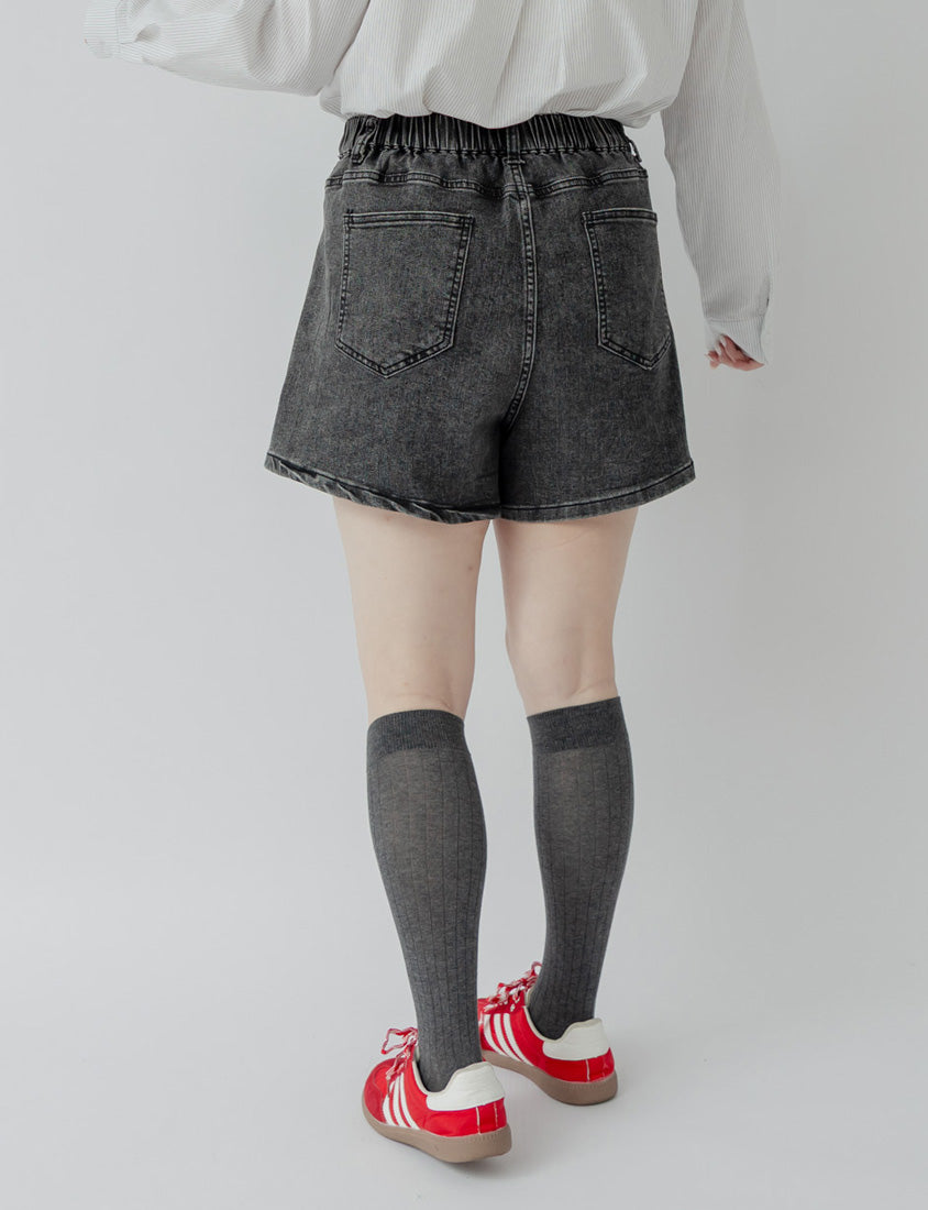 Varsity Contrast Plus Size Denim Shorts