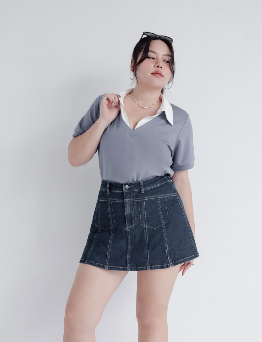 MUA! Sexy Stitching A-Line Plus Size Denim Skirt (with Shorts)