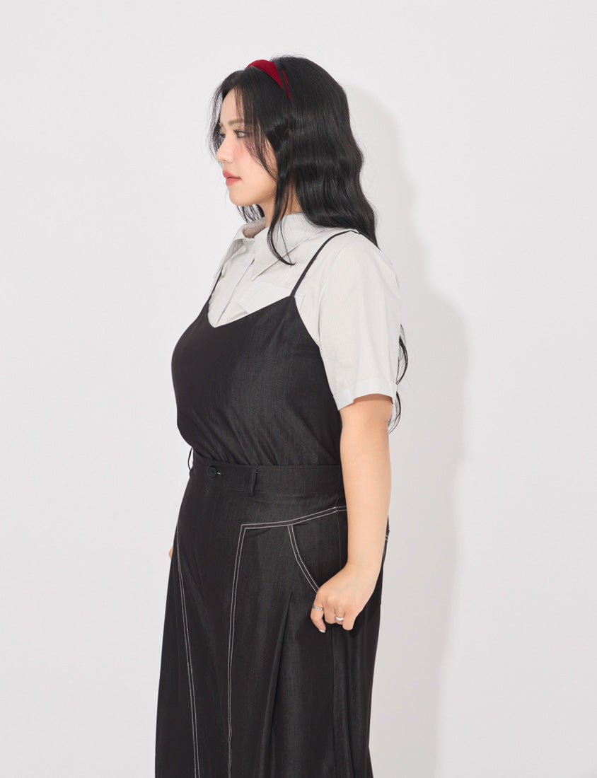 MORE U COOL PRO+ Silky Denim-Look Plus Size Wide Leg Pants