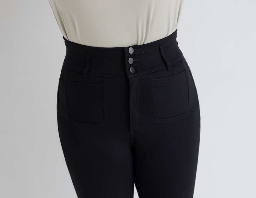 High Waist Tummy-Flattering Plus Size Slimming Pants (Three Buttons)