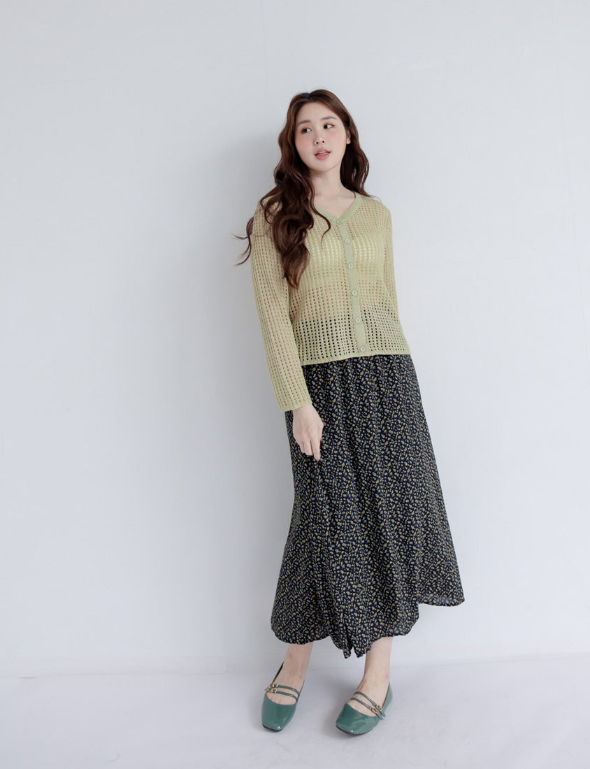 V-Neck Multicolor Ice Silk Plus Size Knit Cardigan