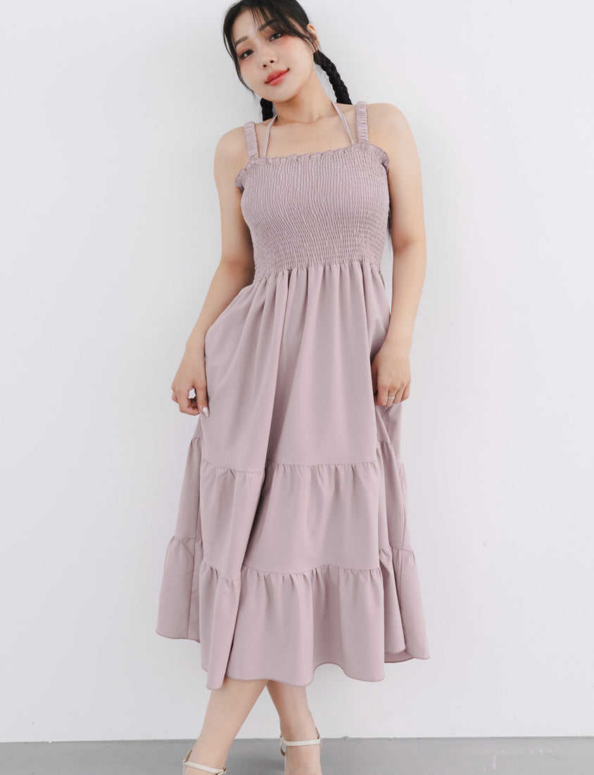 Ruffle Trim Smocked Tiered Plus Size Maxi Dress