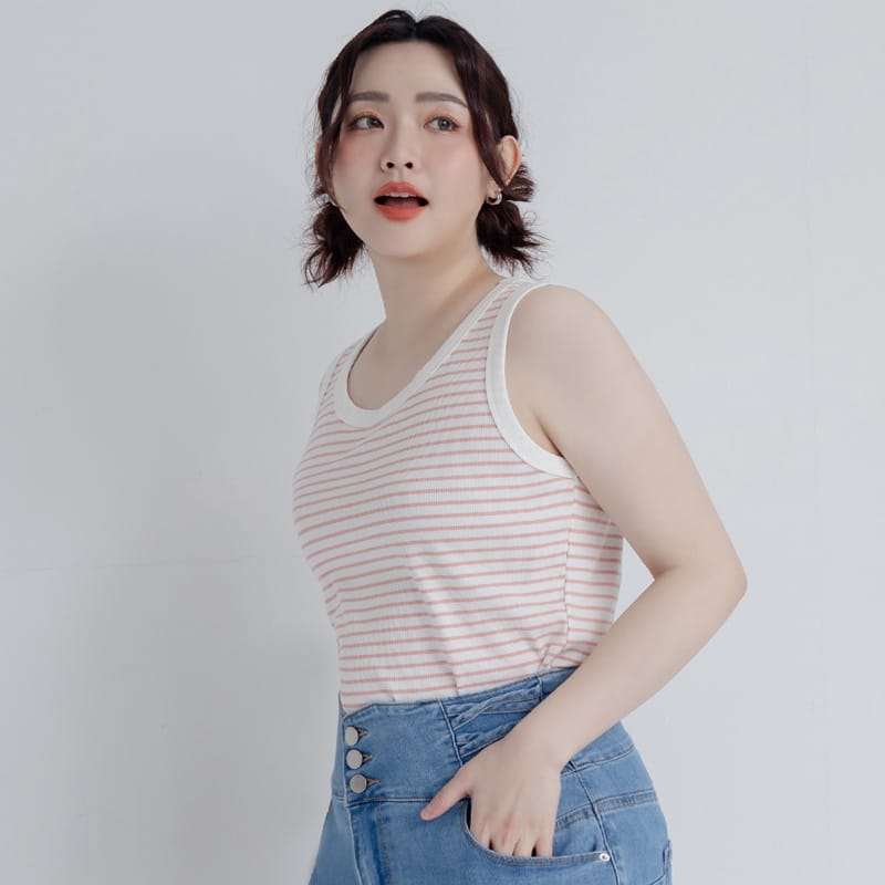 Summer Stripe Colorblock Plus Size Tank