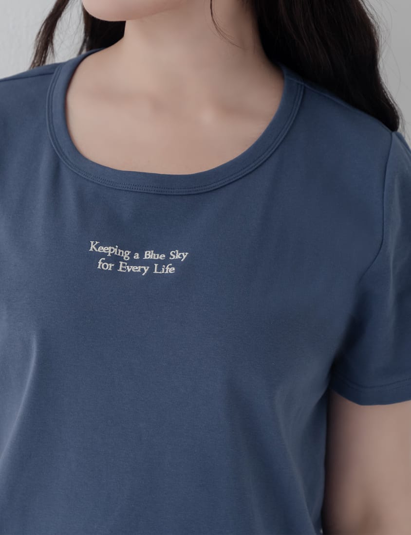 Mei-Mei Charity Slogan Plus Size Embroidered Tee