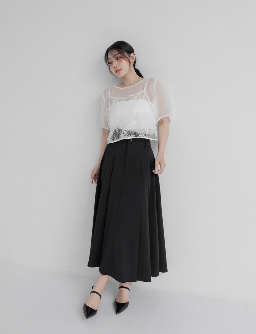 MISS. Wrinkle-Resistant Tummy Flattering with Back Elastic Plus Size Tailored Maxi Skirt