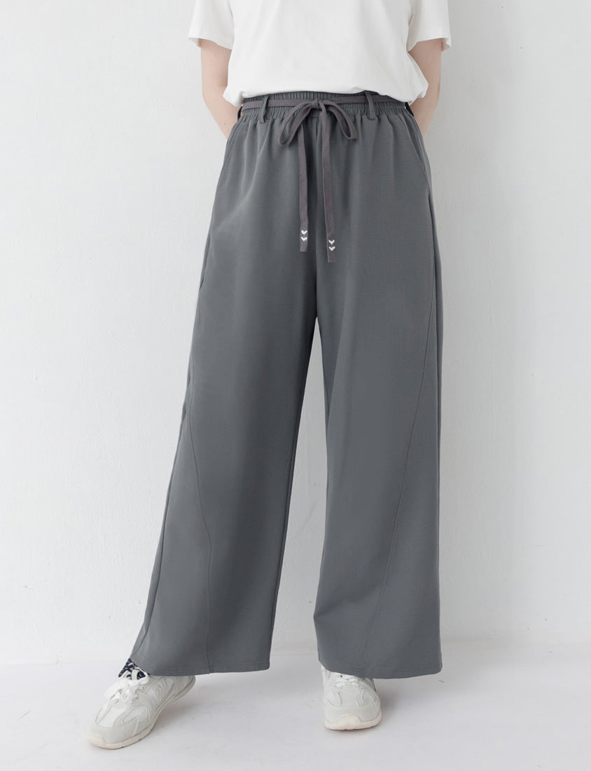 UV PRO+ Cooling Plaid Plus Size Wide-Leg Pants (with Waist-Tie)