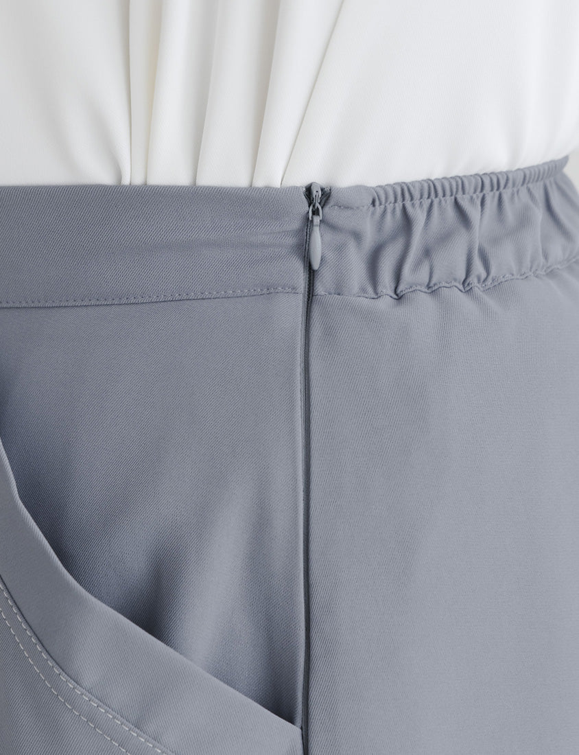 MISS. Contrast Stitch A-Line Back Elastic Waist Plus Size Maxi Skirt