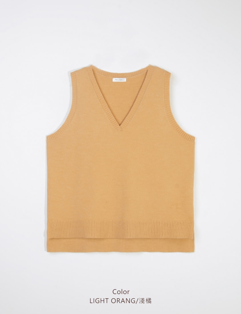 Versatile Multicolor V-Neck Mid-Length Plus Size Knit Vest