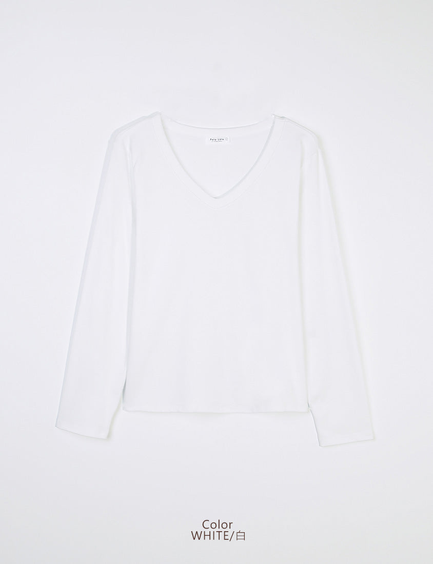 V-Neck Slim Fit Plus Size Long Sleeve Tee