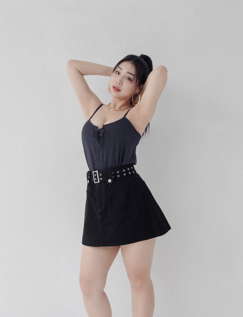 MUA! Ribbed Cross-Tie Adjustable Plus Size Cami Top