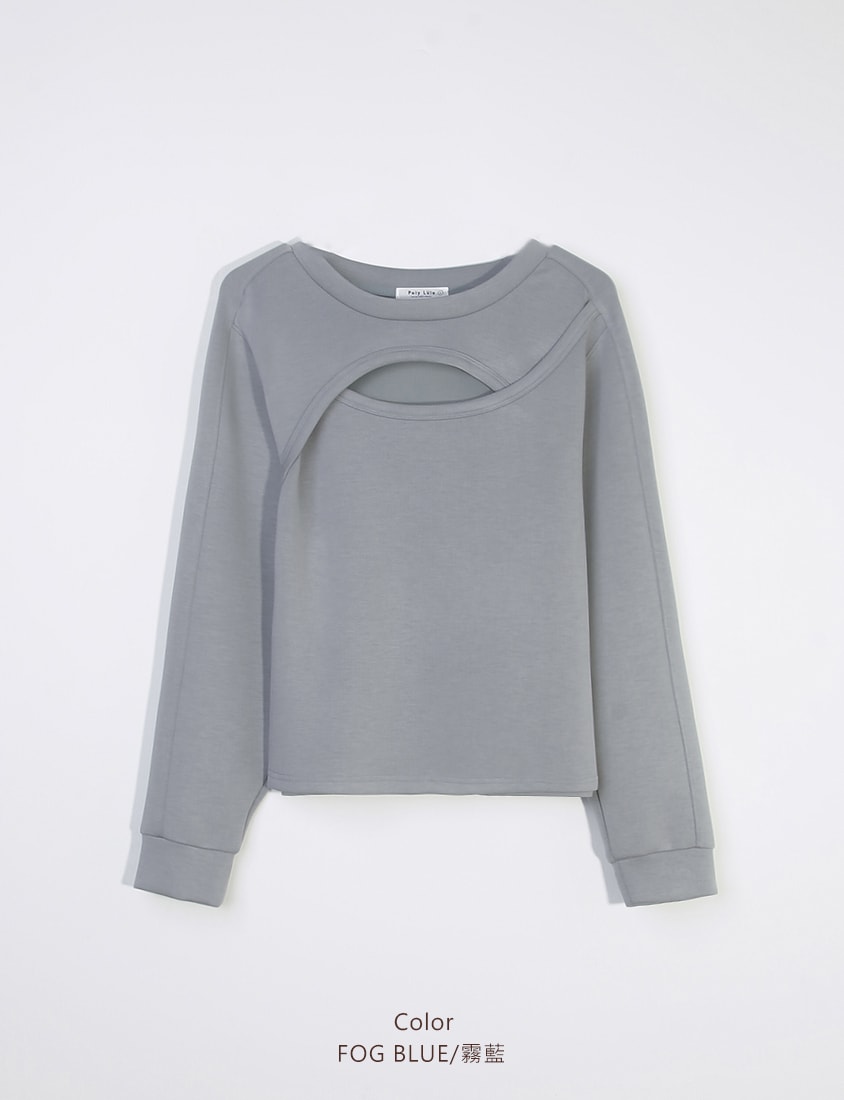 MUA! Cloud Cotton Front Cut-Out Plus Size Long Sleeve Top