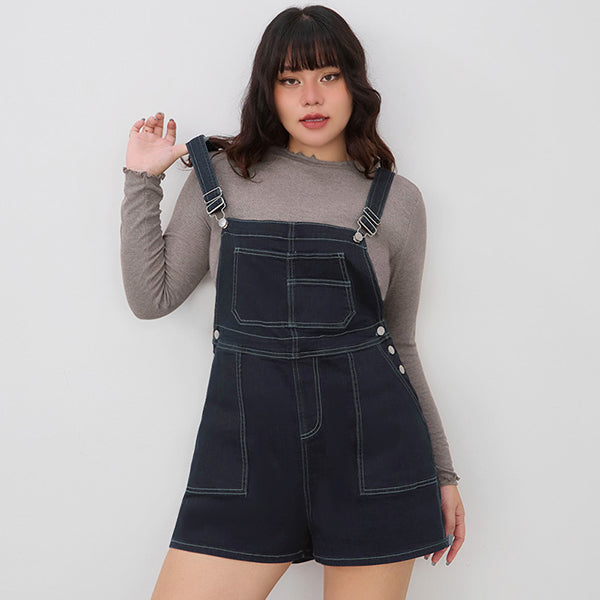 Adjustable Multi-Pocket Denim Plus Size Overalls Shorts