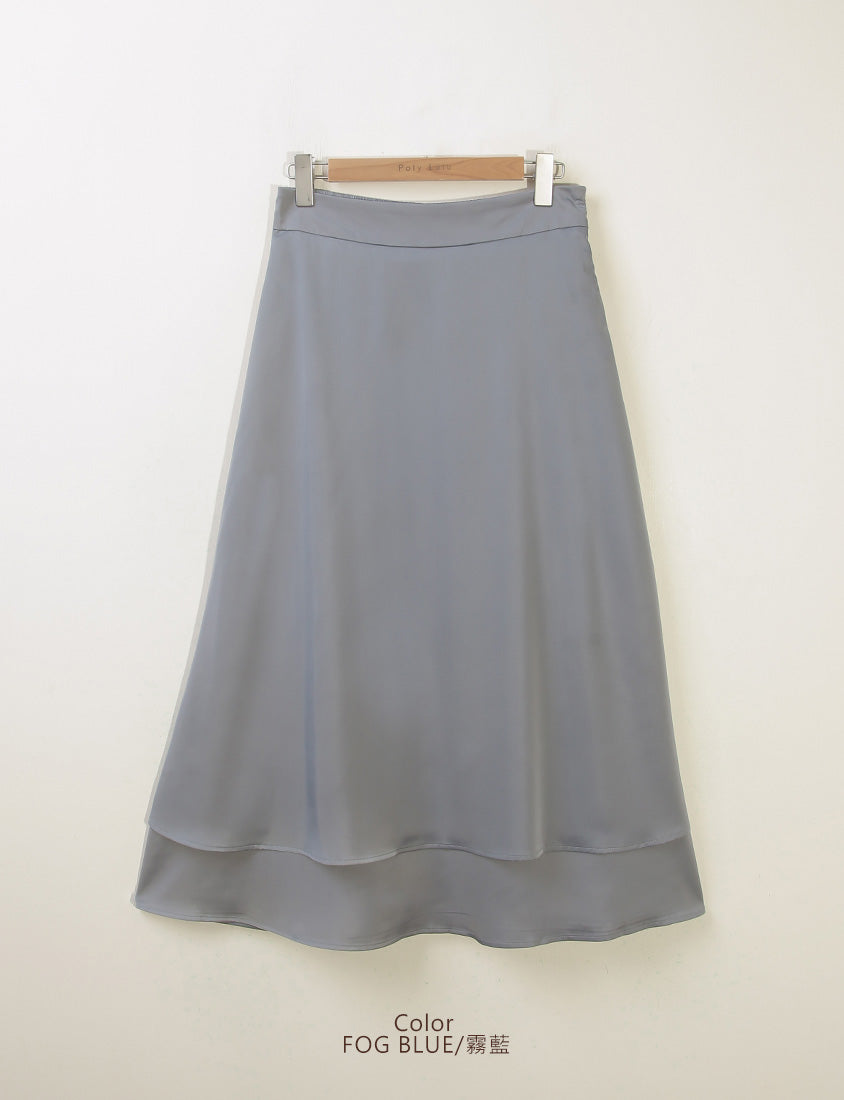MISS. Fairy Double Layered Back Elastic Glossy Plus Size Maxi Skirt