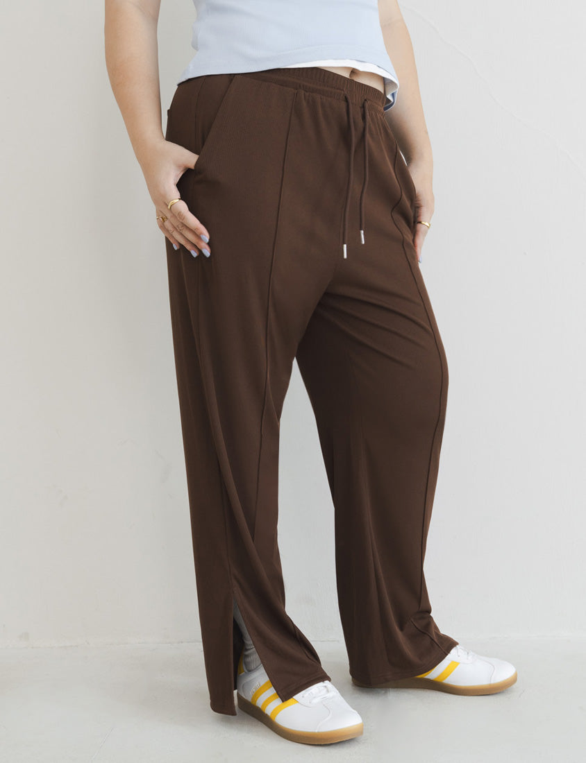 MUA! Ribbed Slimming Slit-Hem Plus Size Pants