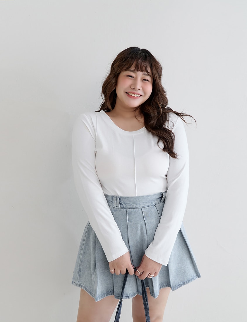 Playful Pleated Denim Mini Skirt (with Button)