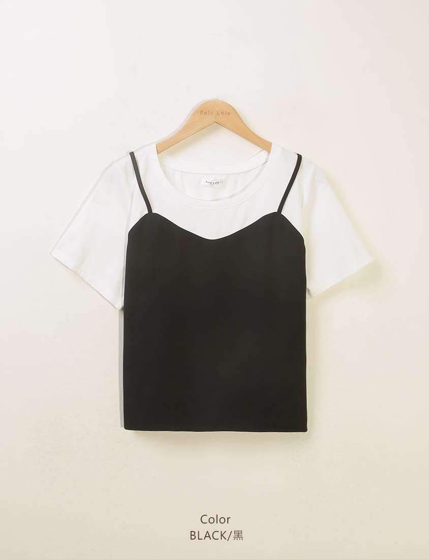 Sweetheart Neckline Twill Faux Two-Piece Plus Size Top