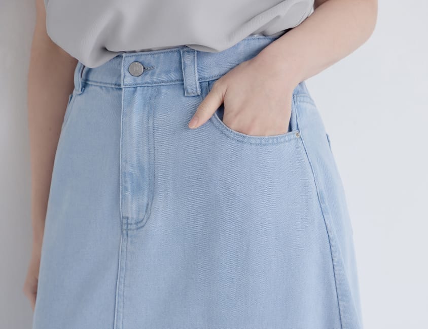 Lyocell Cooling Slit Plus Size Denim Maxi Skirt