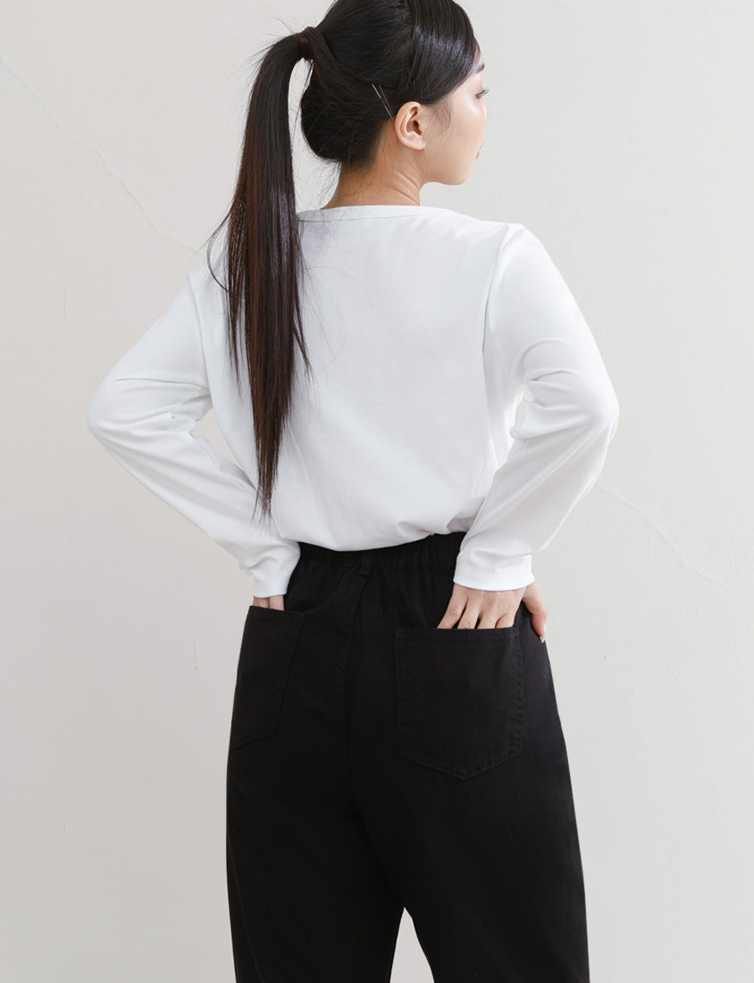 V-Neck Slim Fit Plus Size Long Sleeve Tee