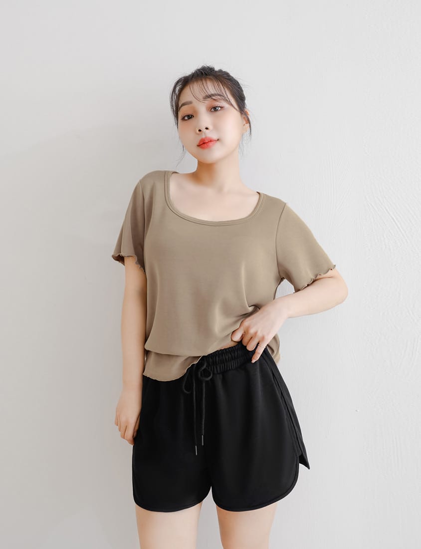 MISS. Casual Slit Drawstring Plus Size Shorts