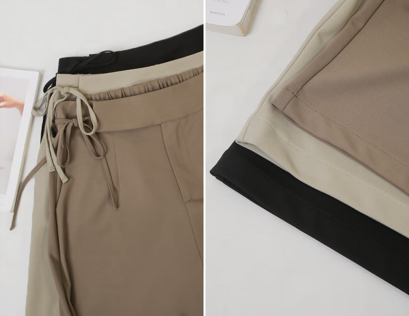 MISS. Lightweight Cooling Waist Tie Straight Leg Plus Size Tailored Pants