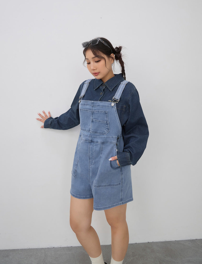 Washed Graphic Oversized Denim Plus Size Long Sleeve Shirt (Unisex)