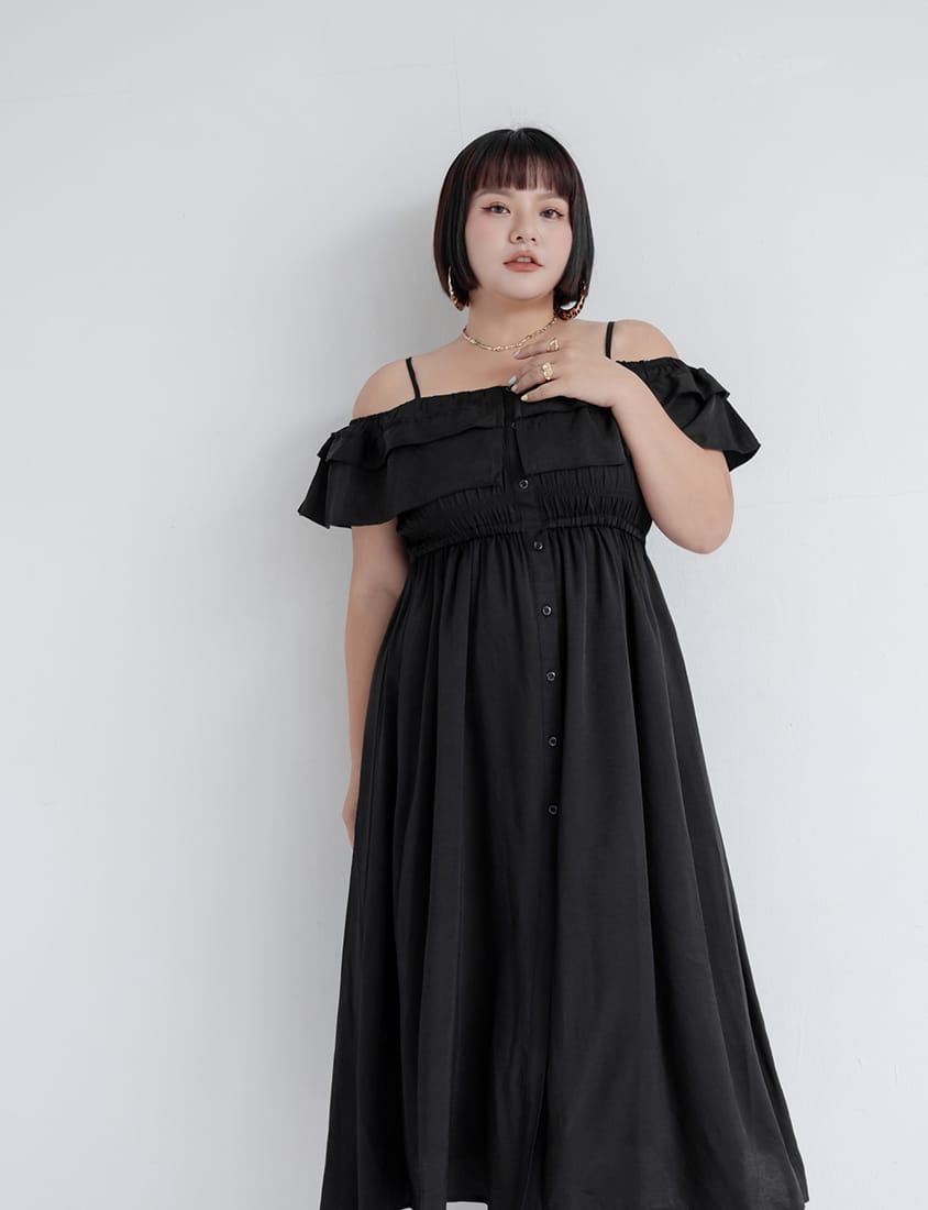 MUA! Ruffle Button Front Plus Size Maxi Dress