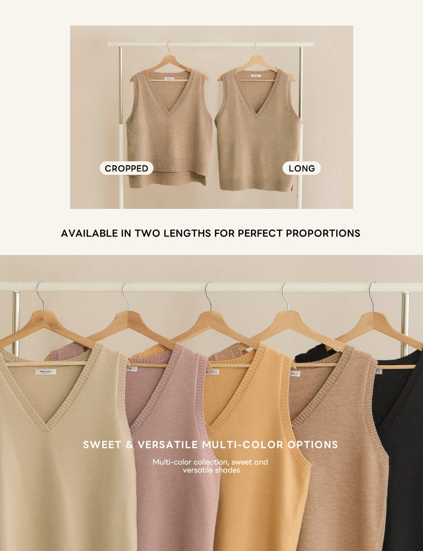 Versatile Multicolor V-Neck Mid-Length Plus Size Knit Vest