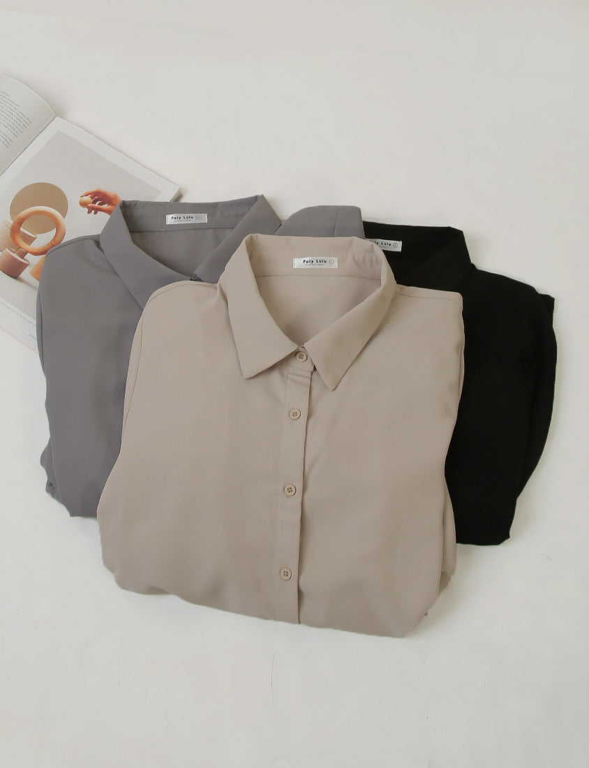 MISS. Button Twill Collar Plus Size Short Sleeve Dress (with Belt)