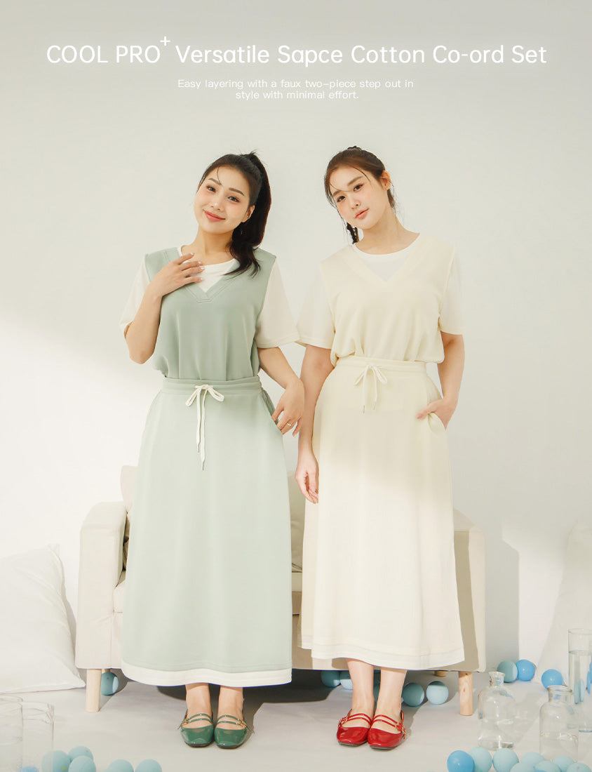 COOL PRO+ Space Cotton Faux Two-Piece Plus Size Top