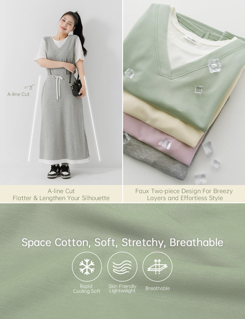 COOL PRO+ Space Cotton Faux Two-Piece Plus Size Top