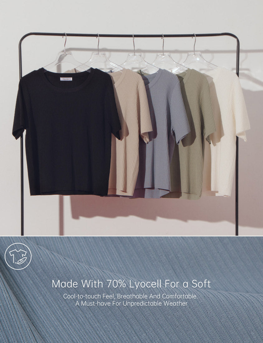Cooling Lyocell Knit Plus Size Short Sleeve Top