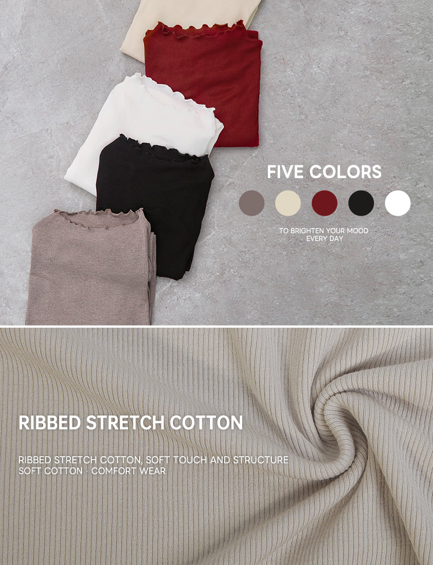 Classic Soft Ribbed Lettuce Edge Plus Size Top